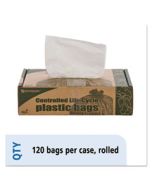 STOG2430W70 CONTROLLED LIFE-CYCLE PLASTIC TRASH BAGS, 13 GAL, 0.7 MIL, 24" X 30", WHITE, 120/BOX