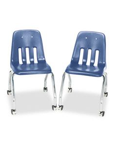 VIR905040 9000 CLASSIC SERIES 4-LEG MOBILE CHAIR, BLUEBERRY SEAT/BLUEBERRY BACK, CHROME BASE, 2/CARTON