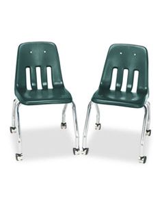 VIR905075 9000 CLASSIC SERIES 4-LEG MOBILE CHAIR, FOREST GREEN SEAT/FOREST GREEN BACK, CHROME BASE, 2/CARTON