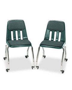 VIR9050P75 PADDED TEACHER'S CHAIR, FOREST GREEN SEAT/FOREST GREEN BACK, CHROME BASE, 2/CARTON