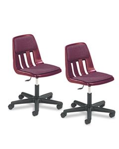 VIR9260PGC50 HEIGHT-ADJUSTABLE PADDED TEACHER'S CHAIR, WINE SEAT/WINE BACK, BLACK/CHROME BASE