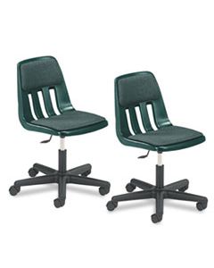 VIR9260PGC75 HEIGHT-ADJUSTABLE PADDED TEACHER'S CHAIR, FOREST GREEN SEAT/FOREST GREEN BACK, BLACK/CHROME BASE