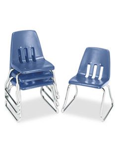 VIR961240 9600 CLASSIC SERIES CLASSROOM CHAIR, 12" SEAT HEIGHT, BLUEBERRY SEAT/BLUEBERRY BACK, CHROME BASE, 4/CARTON