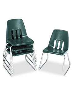 VIR961275 9600 CLASSIC SERIES CLASSROOM CHAIR, 12" SEAT HEIGHT, FOREST GREEN SEAT/FOREST GREEN BACK, CHROME BASE, 4/CARTON
