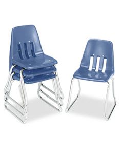 VIR961440 9600 CLASSIC SERIES CLASSROOM CHAIRS, 14" SEAT HEIGHT, BLUEBERRY SEAT/BLUEBERRY BACK, CHROME BASE, 4/CARTON