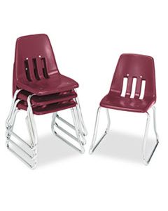 VIR961450 9600 CLASSIC SERIES CLASSROOM CHAIRS, 14" SEAT HEIGHT, WINE SEAT/WINE BACK, CHROME BASE, 4/CARTON