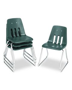 VIR961675 9600 CLASSIC SERIES CLASSROOM CHAIRS, 16" SEAT HEIGHT, FOREST GREEN SEAT/FOREST GREEN BACK, CHROME BASE, 4/CARTON