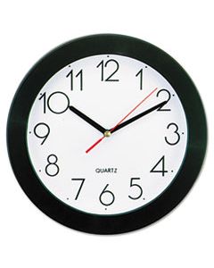 UNV10421 BOLD ROUND WALL CLOCK, 9.75" OVERALL DIAMETER, BLACK CASE, 1 AA (SOLD SEPARATELY)