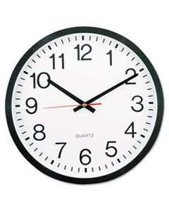 UNV10431 CLASSIC ROUND WALL CLOCK, 12.63" OVERALL DIAMETER, BLACK CASE, 1 AA (SOLD SEPARATELY)