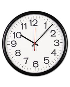 UNV11381 INDOOR/OUTDOOR ROUND WALL CLOCK, 13.5" OVERALL DIAMETER, BLACK CASE, 1 AA (SOLD SEPARATELY)