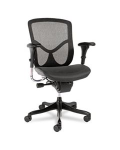 ALEEQA42ME10B ALERA EQ SERIES ERGONOMIC MULTIFUNCTION MID-BACK MESH CHAIR, SUPPORTS UP TO 250 LBS., BLACK SEAT/BLACK BACK, BLACK BASE