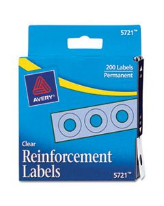 AVE05721 DISPENSER PACK HOLE REINFORCEMENTS, 1/4" DIA, CLEAR, 200/PACK