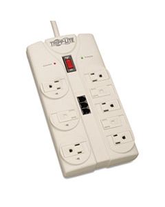 TRPTLP808TEL PROTECT IT! COMPUTER SURGE PROTECTOR, 8 OUTLETS, 8 FT. CORD, 2160 J, LIGHT GRAY