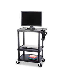 SAF8933BL THREE-SHELF HEIGHT-ADJUSTABLE CART, 27.75W X 18.5D X 42H, BLACK