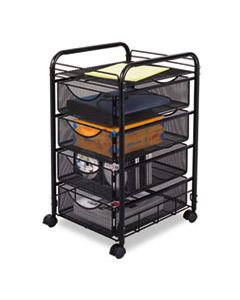 SAF5214BL ONYX MESH MOBILE FILE WITH FOUR SUPPLY DRAWERS, 15.75W X 17D X 27H, BLACK
