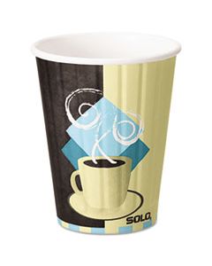 SCCIC12J7534CT DUO SHIELD INSULATED PAPER HOT CUPS, 12 OZ, TUSCAN CAFE, CHOCOLATE/BLUE/BEIGE, 600/CARTON