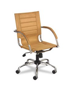 SAF3456CM FLAUNT SERIES MID-BACK MANAGER'S CHAIR, SUPPORTS UP TO 250 LBS., CAMEL SEAT/CAMEL BACK, CHROME BASE