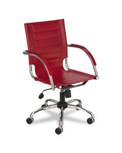 SAF3456RD FLAUNT SERIES MID-BACK MANAGER'S CHAIR, SUPPORTS UP TO 250 LBS., RED SEAT/RED BACK, CHROME BASE