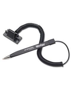 MMF28608 WEDGY ANTIMICROBIAL BALLPOINT COUNTER PEN W/SCABBARD, 1MM, BLUE INK, BLACK BARREL
