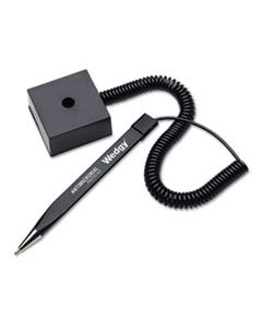 MMF28508 WEDGY ANTIMICROBIAL BALLPOINT COUNTER PEN W/SQUARE BASE, 1MM, BLUE INK, BLACK BARREL