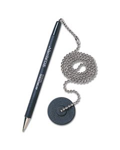 MMF28904 SECURE-A-PEN ANTIMICROBIAL BALLPOINT COUNTER PEN KIT WITH ROUND BASE AND 24" BALL CHAIN, 1MM, BLACK INK/BARREL