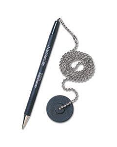 MMF28904 SECURE-A-PEN ANTIMICROBIAL BALLPOINT COUNTER PEN KIT WITH ROUND BASE AND 24" BALL CHAIN, 1MM, BLACK INK/BARREL