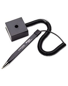 MMF25828504 WEDGY SECURE ANTIMICROBIAL BALLPOINT COUNTER PEN W/SQUARE BASE, .5MM, BLACK INK/BARREL