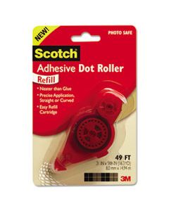 MMM6055R ADHESIVE DOT ROLLER REFILL, 0.3" X 49 FT, DRIES CLEAR