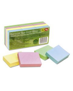 RTG25701 100% RECYCLED NOTES, 1 1/2 X 2, FOUR PASTEL COLORS, 12 100-SHEET PADS/PACK
