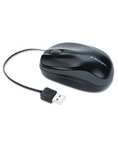 KMW72339 PRO FIT OPTICAL MOUSE WITH RETRACTABLE CORD, USB 2.0, LEFT/RIGHT HAND USE, BLACK