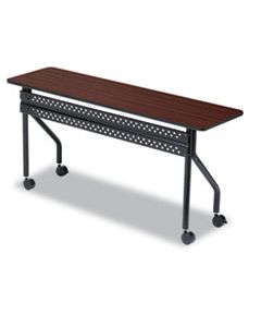 ICE68058 OFFICEWORKS MOBILE TRAINING TABLE, 60W X 18D X 29H, MAHOGANY/BLACK