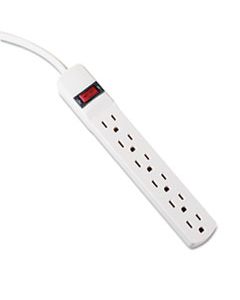 IVR73306 SIX-OUTLET POWER STRIP, 6-FOOT CORD, 1-15/16 X 10-3/16 X 1-3/16, IVORY