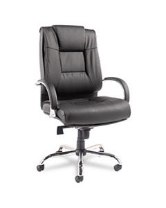 ALERV44LS10C ALERA RAVINO BIG AND TALL SERIES HIGH-BACK SWIVEL/TILT LEATHER CHAIR, SUPPORTS UP TO 450 LBS., BLACK SEAT/BACK, CHROME BASE