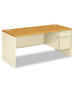 HON38291RCL 38000 SERIES RIGHT PEDESTAL DESK, 66W X 30D X 29.5H, HARVEST/PUTTY