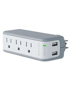 BLKBZ103050TVL WALL MOUNT SURGE PROTECTOR, 3 OUTLETS/2 USB PORTS, 918 JOULES, GRAY/WHITE