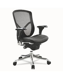 ALEEQA42ME10A ALERA EQ SERIES ERGONOMIC MULTIFUNCTION MID-BACK MESH CHAIR, SUPPORTS UP TO 250 LBS., BLACK SEAT/BLACK BACK, ALUMINUM BASE