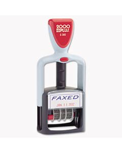 COS011032 TWO-COLOR MESSAGE DATER, 1 3/4 X 1, "FAXED," SELF-INKING, BLUE/RED