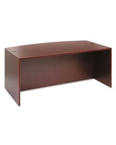 ALEVA227236MY ALERA VALENCIA BOW FRONT DESK SHELL, 71W X 35.5D TO 41.38D X 29.63H MAHOGANY