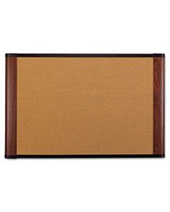 MMMC7248MY CORK BULLETIN BOARD, 72 X 48, ALUMINUM FRAME W/MAHOGANY WOOD GRAINED FINISH