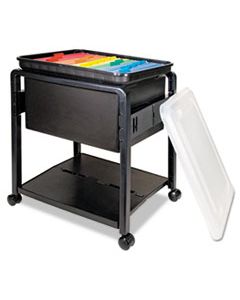 AVT55758 FOLDING MOBILE FILE CART, 14.5W X 18.5D X 21.75H, CLEAR/BLACK