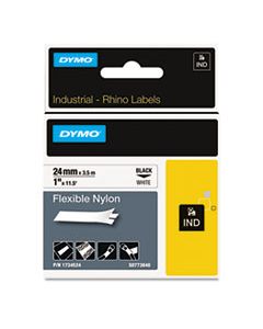 DYM1734524 RHINO FLEXIBLE NYLON INDUSTRIAL LABEL TAPE, 1" X 11.5 FT, WHITE/BLACK PRINT