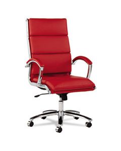 ALENR4139 ALERA NERATOLI HIGH-BACK SLIM PROFILE CHAIR, SUPPORTS UP TO 275 LBS., RED SEAT/RED BACK, CHROME BASE