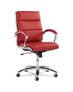 ALENR4239 ALERA NERATOLI MID-BACK SLIM PROFILE CHAIR, SUPPORTS UP TO 275 LBS., RED SEAT/RED BACK, CHROME BASE