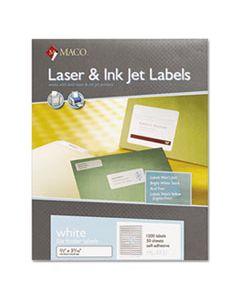 MACMLFF31 LASER/INKJET WHITE FILE FOLDER LABELS, 0.66 X 3.44, WHITE, 30/SHEET, 50 SHEETS/BOX