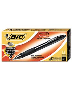 BICVLGB11BK VELOCITY ATLANTIS BOLD RETRACTABLE BALLPOINT PEN, 1.6MM, BLACK INK, SMOKE BARREL, DOZEN