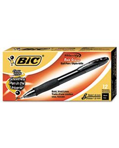 BICVLGB11BK VELOCITY ATLANTIS BOLD RETRACTABLE BALLPOINT PEN, 1.6MM, BLACK INK, SMOKE BARREL, DOZEN