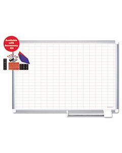 BVCCR0830830A PLATINUM PLUS MAGNETIC PORCELAIN DRY ERASE BOARD, 1 X 2 GRID, 48 X 36, SILVER