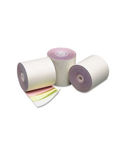 PMC07638 IMPACT PRINTING CARBONLESS PAPER ROLLS, 3" X 70 FT, WHITE/CANARY/PINK, 50/CARTON