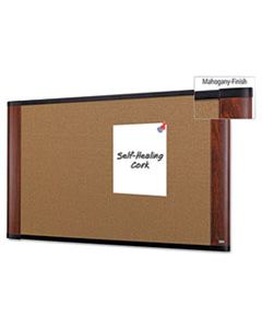 MMMC4836MY CORK BULLETIN BOARD, 48 X 36, ALUMINUM FRAME W/MAHOGANY WOOD GRAINED FINISH