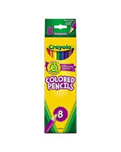 CYO684008 LONG-LENGTH COLORED PENCIL SET, 3.3 MM, 2B (#1), ASSORTED LEAD/BARREL COLORS, 8/PACK